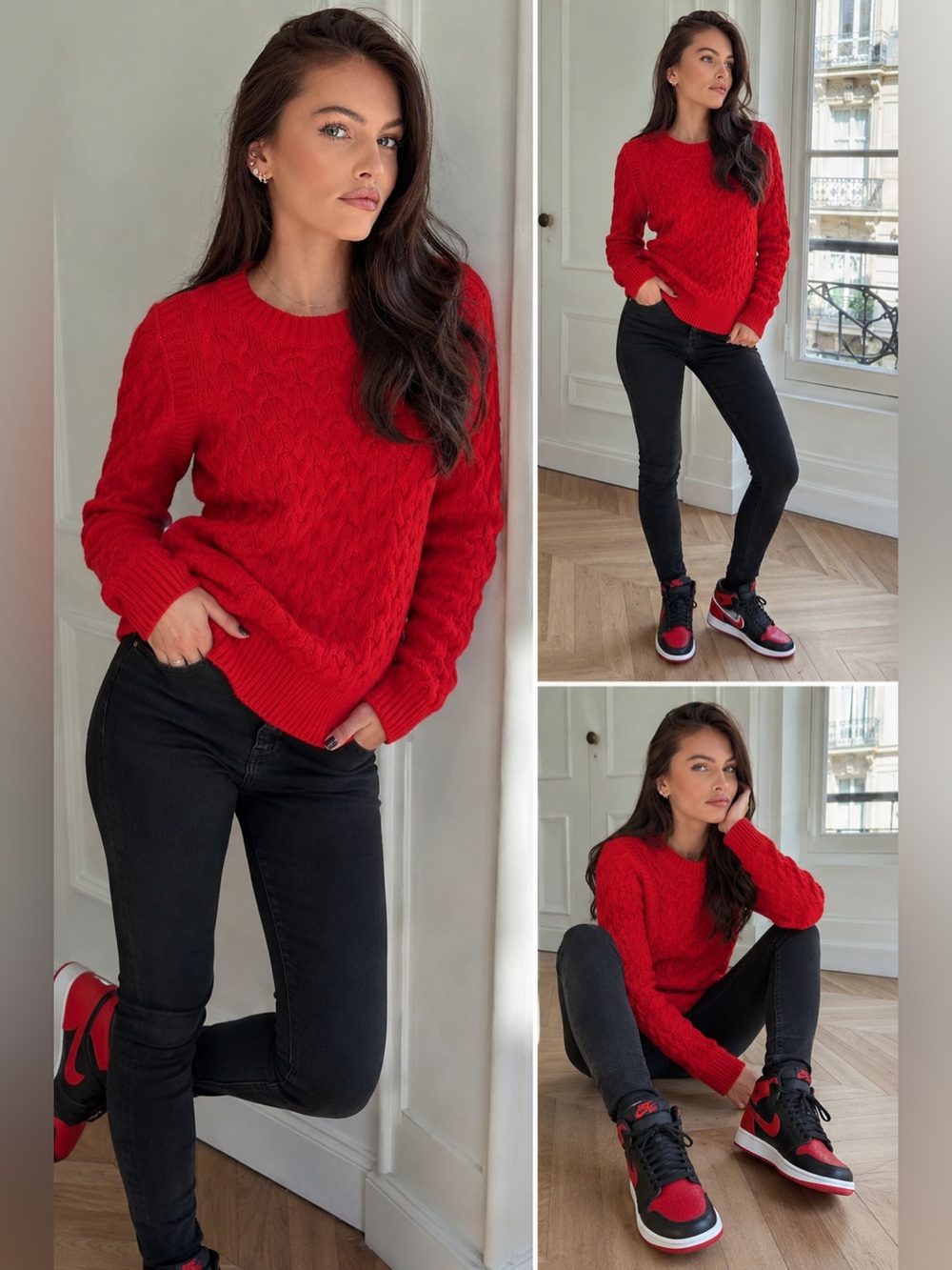 J. Crew poppy honeycomb cable knit crewneck sweater heritage old money capsule